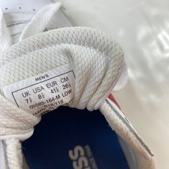 K-Swiss Mens Classic White Sneakers Red Stripes Lace-Up Style Size 8.5 - Picture 6 of 9